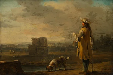 Man with Dog in Landscape