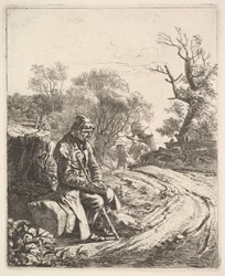 An Old Man Sitting on the Roadside, 1818