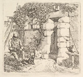 The Old Man and his Pomeranian Dog