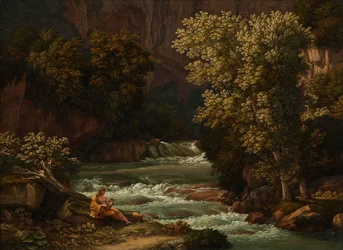 View of the Ponte Lupo near Tivoli, with a Person Playing the Lyre in the Foreground