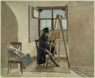 The Painter Johann Adam Klein at the Easel in His Studio in the Count Chotek Palace in Vienna