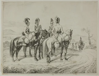 Four Cuirassiers on an Incline
