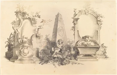 Modern Cartouche with Emblems of Death