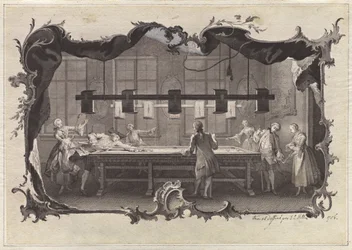 Ladies and Gentlemen Playing Billiards