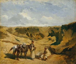Two Hungarians with Two Horses in the Puszta