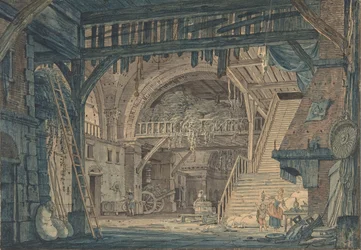 Stage Set Design of an Ancient Roman Ruin being Converted into a Barn, late 18th-mid-19th century