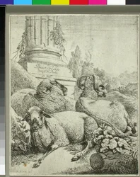 Sheep at the Foot of a Column