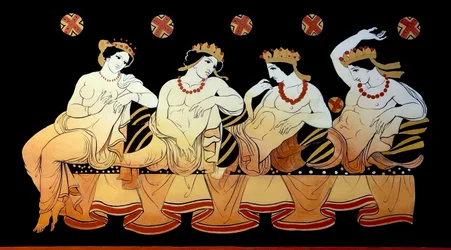 A Female Prostitute Entertains Three Men During a Feast c.1796