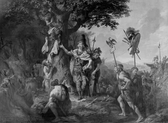 Hermann celebrating victory after the Battle in the Teutoburg Forest