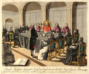Joseph Balsamo, Count of Cagliostro, before the Inquisition in Rome on April 14, 1791