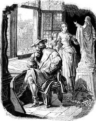 Architect Erwin von Steinbach with His Daughter Sabina (Illustration from the Geschichte des deutschen Volkes by E. Duller, 1840)