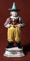 Figure of a court jester, after an engraving by Boetius, Meissen, mid 18th century