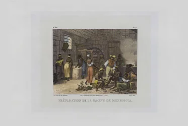 Preparation of Mandioca Roots. From Malerische Reise in Brasilien, 1830-1835