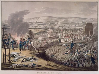 The Battle of Jena, with the villages of Klein-Romstedt, Hermstedt and Stobra in the background