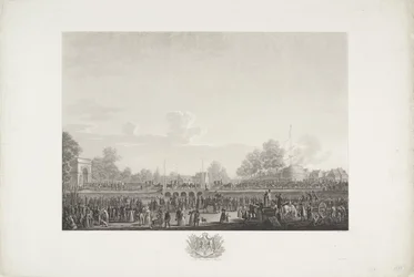 Arrival of King William I in Brussels, 1815 (series title: Twelve plates of the arrival and inauguration of William I in Brussels and the battles of Quatre-Bras and Waterloo in 1815)