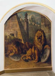 Lion with the Coat of Arms of the House of Habsburg-Lorraine