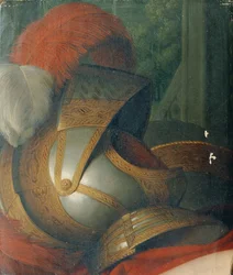 Helmet and Round Shield