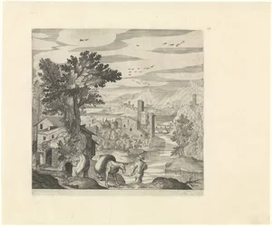 Landscape with a Farmer and His Donkey (series title: Italian Landscapes)