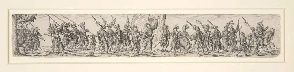 Marching Soldiers with a Standard Bearer