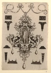 Pendant Design with the Virtue Hope, Plate 3, from a series of eight pendant designs with the cardinal virtues