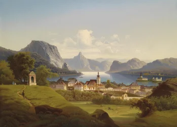 View of Gmunden with Schloss Ort in the Background, 1870