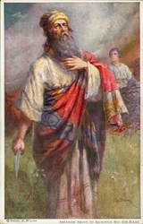 Abraham about to sacrifice his son Isaac