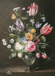 Flowers in a Glass Vase