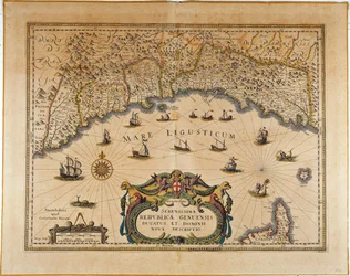 Republic of Genoa, Map by Jan Baptist Vrients, Copper engraving