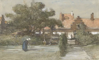 Courtyard of the Holy Spirit Almshouse on the Palviljoensgracht in The Hague