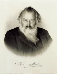 Engraved Portrait of Johannes Brahms