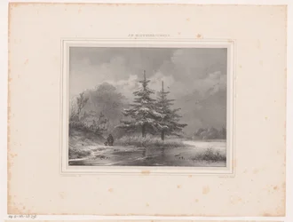 Winter Landscape with Two Pine Trees