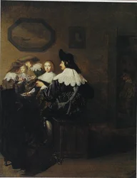 Company with a Man Playing the Lute, Seated at a Table