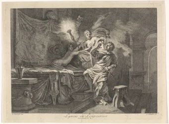 Ceres prevents the murder of Triptolemus by Lyncus and Lynx-head, title on object, Biblical, mythological and allegorical representations, series title