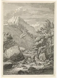 Ravine with a Broad Waterfall (Landscapes in the Chartreuse Mountains)