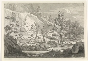Ravine with a Flock of Sheep (series title: Landscapes in the Chartreuse Mountains)