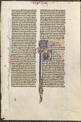 Leaf from a Latin Bible: Initial P with St. Paul Holding a Sword