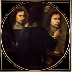 Self-portrait. Painting by Johannes Gumpp (1626-?), 1646, sun, 88.5 x 89 cm, Florence, Galleria degli Uffizi
