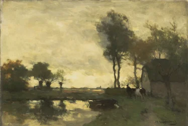 Landscape with a Farm Near a Lake
