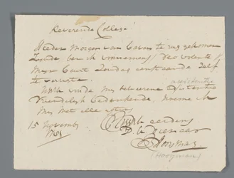 Letter from Rev. Hooyman to Jan Brandes