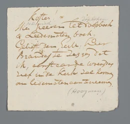 Letter from Rev. Hooyman to the Sexton