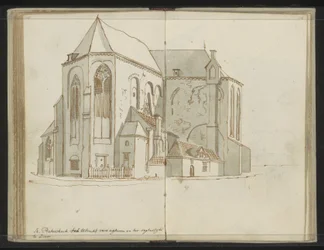 Right and Rear Side of the Pieterskerk in Utrecht