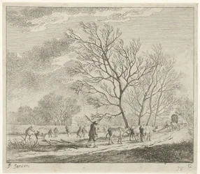 Winter Landscape with Cows and Skaters
