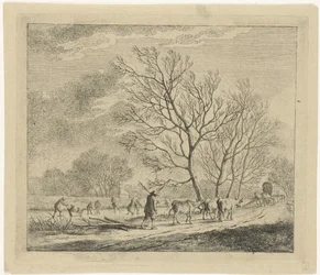 Winter Landscape with Cows and Skaters