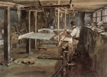 Appenzell Weaver Couple at Work on the Handloom, circa 1830