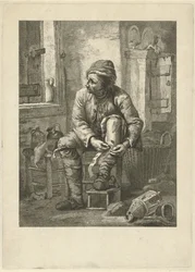 Man bandaging his leg