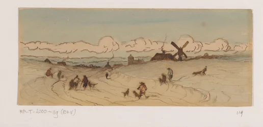 Landscape in the Dune Region with Hunters and Dogs