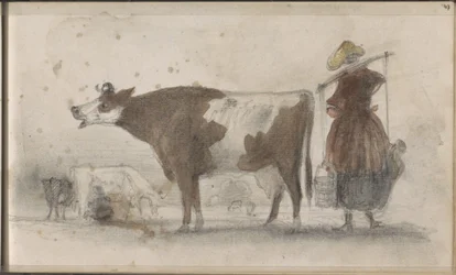 Meadow with Cows and a Farmer