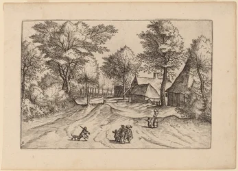 Village Road with Farm and Sheds