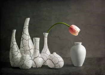 Pink Tulip Cracked Vases
