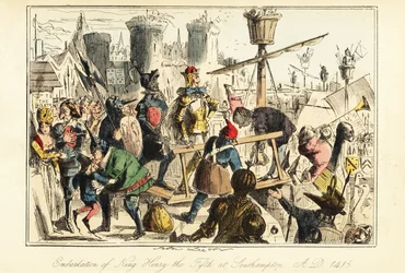King Henry V of England boarding the Trinity at Southampton